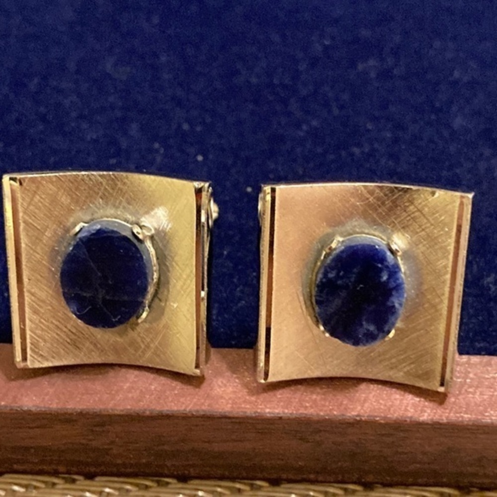 Vintage Dante silver tone and blue lapis cufflinks